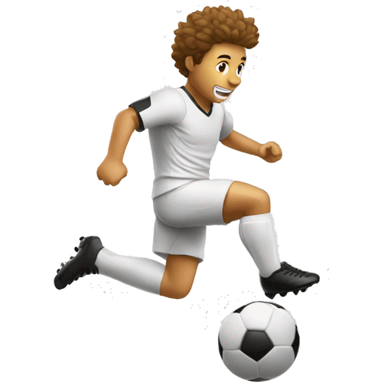 Soccer player kicking a ball white emoji