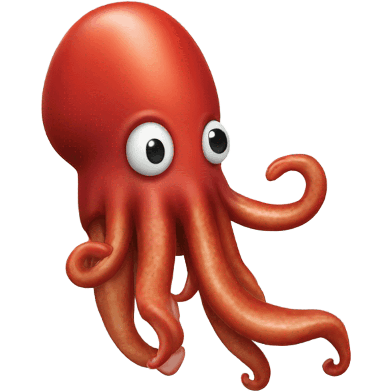 A red squid eating a single sausage emoji