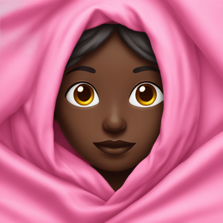 dark skin girl under pink blanket emoji