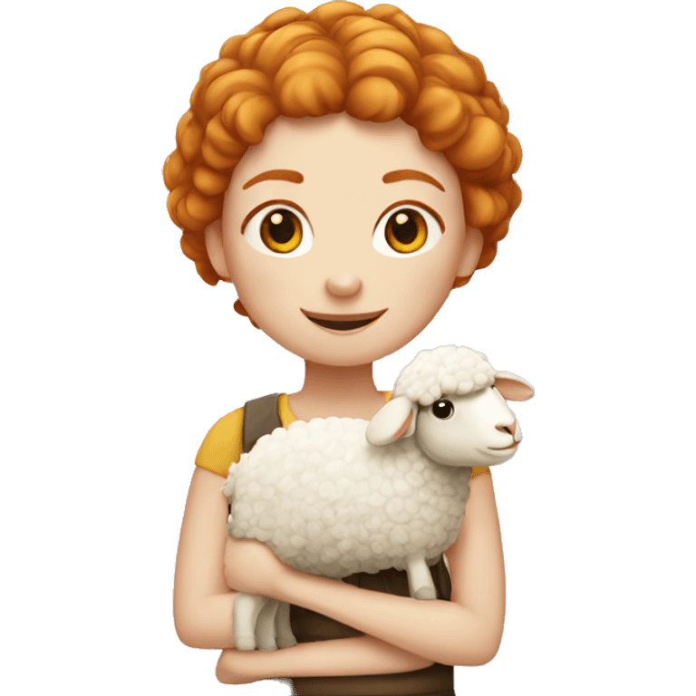 Ginger girl with a sheep  emoji