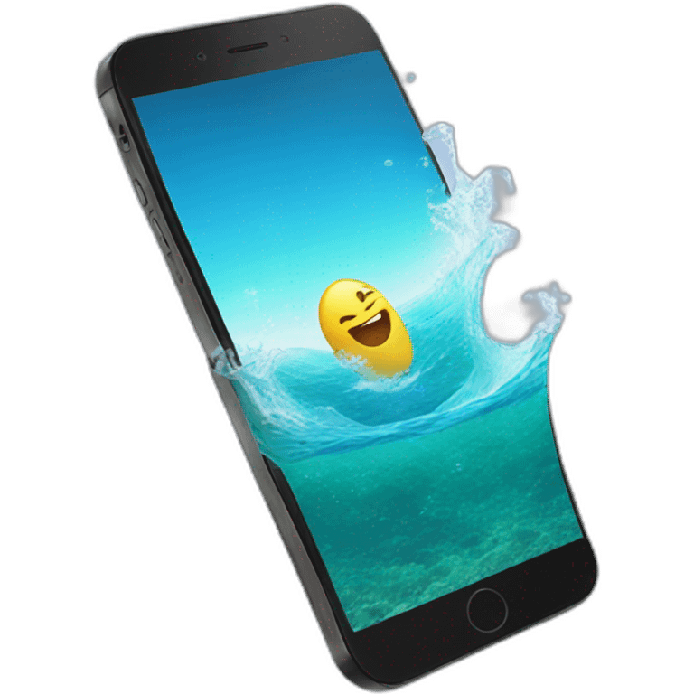 A phone floating in the sea emoji