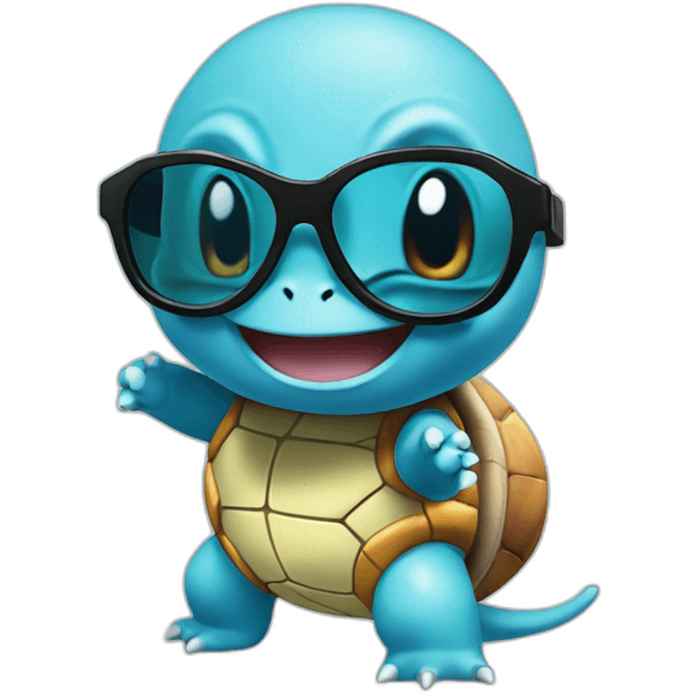 squirtle with sunglasses dancing like a rock star emoji