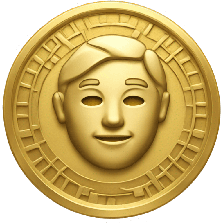 A gold coin with a geometric pattern emoji