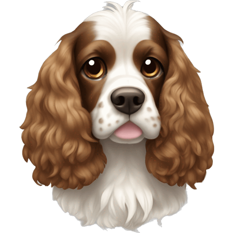 Cocker spaniel with a Mohawk brown and white spots  emoji