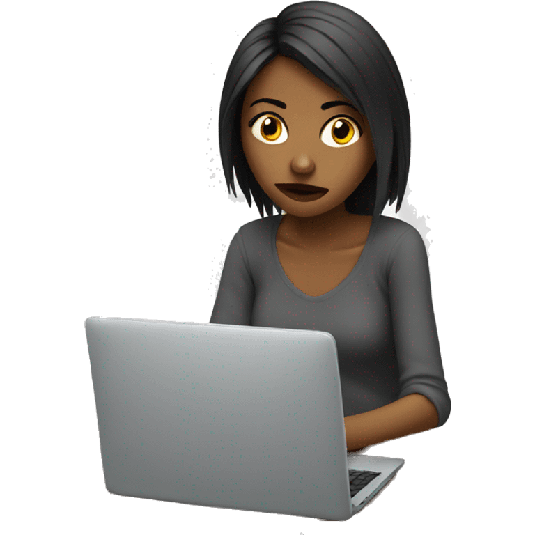 bored girl with computer emoji