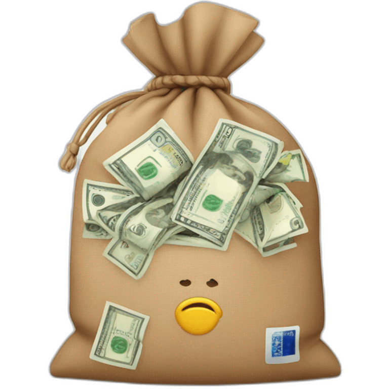 Over load bag with money euros emoji