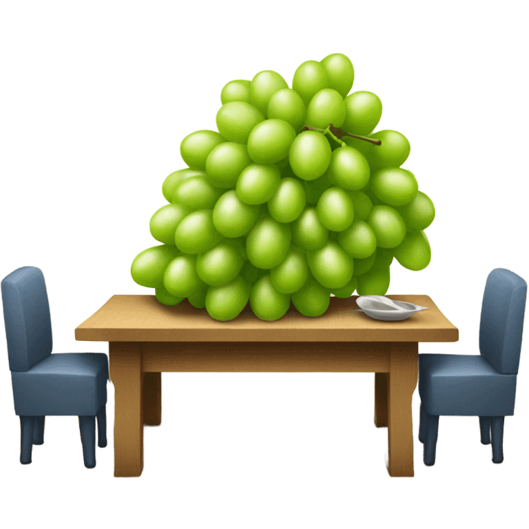 Eating grapes under table emoji