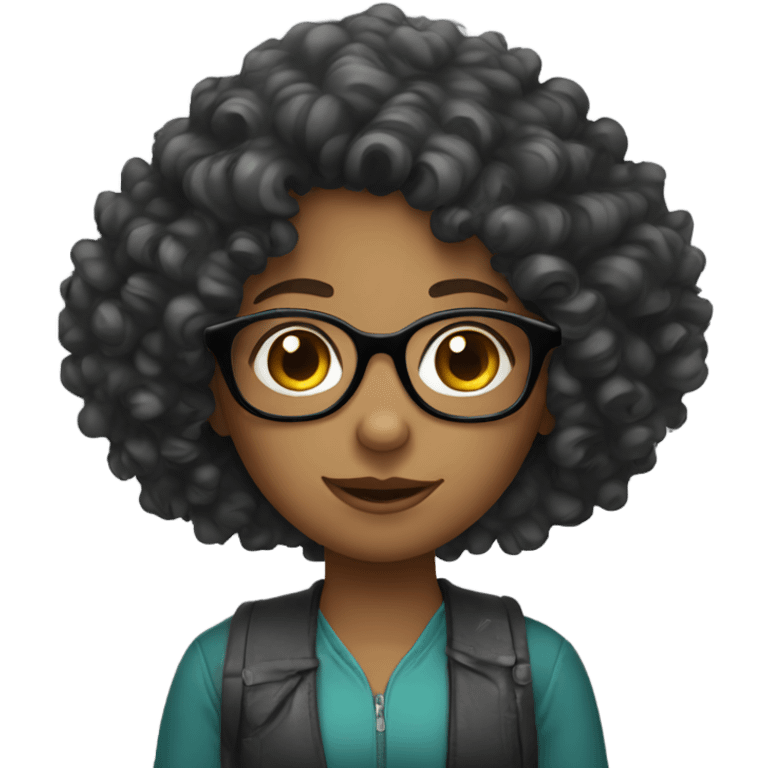 Curly hair girl with glasses  emoji