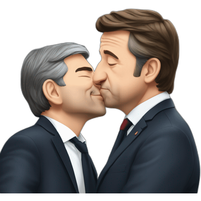 Macron kisses Melenchon emoji