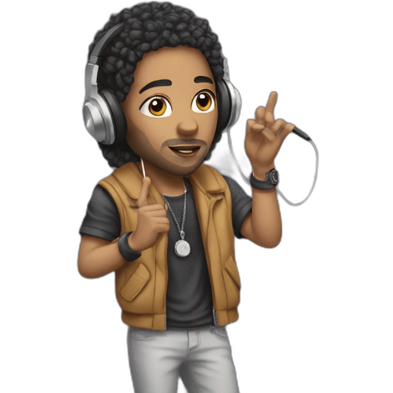 rapper mixed race with a mic and a headphone emoji