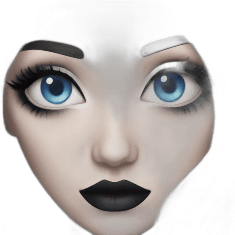 goth makeup blue eyes white hair emoji