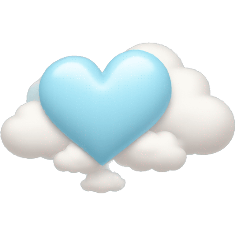 Pastel blue heart with clouds emoji