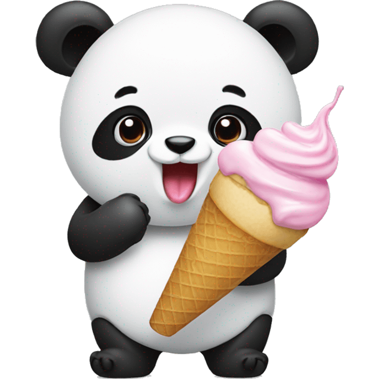 Panda eating ice cream emoji