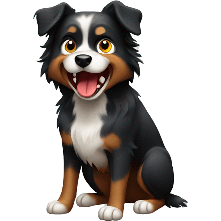 Angry growling Small black australian shepherd dog emoji