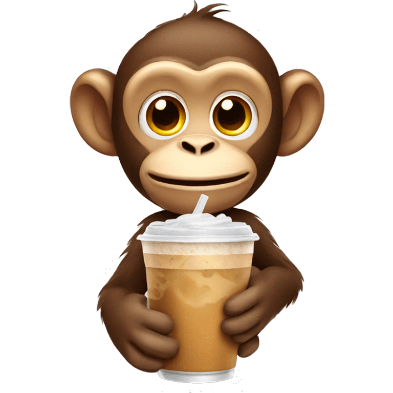 Monkey with iced coffee  emoji