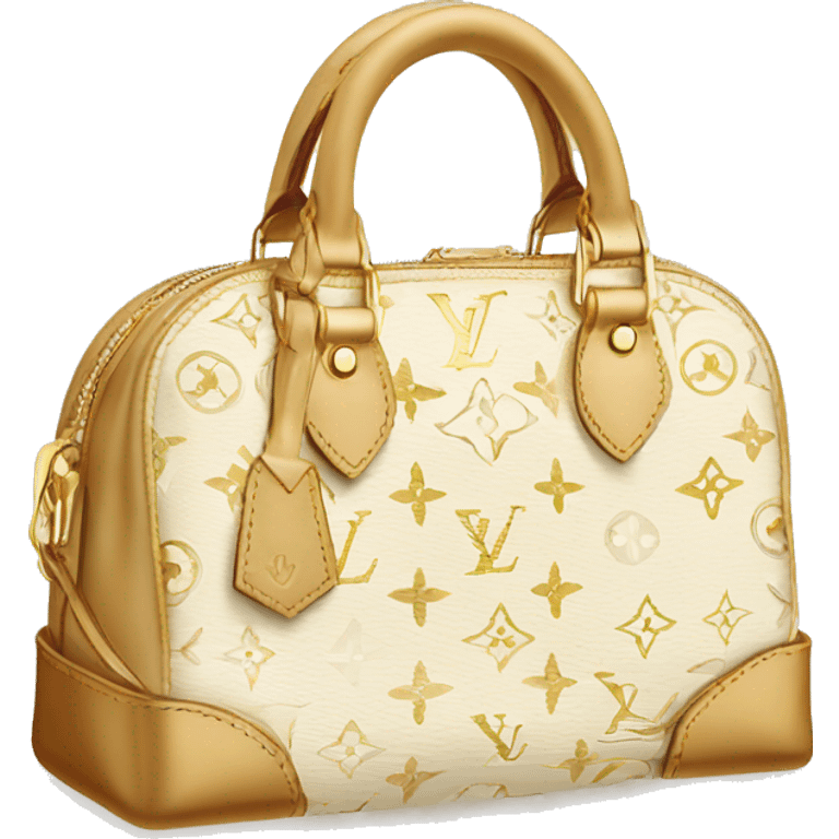 cream and gold color louis vuitton purse emoji