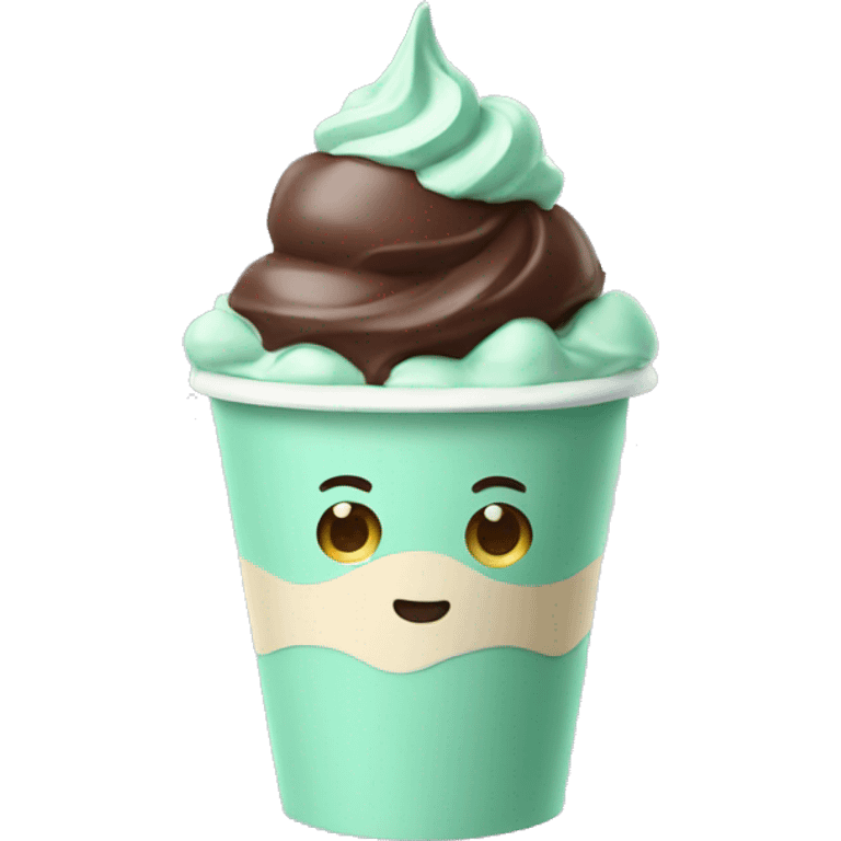 mint choco icecream cup above emoji