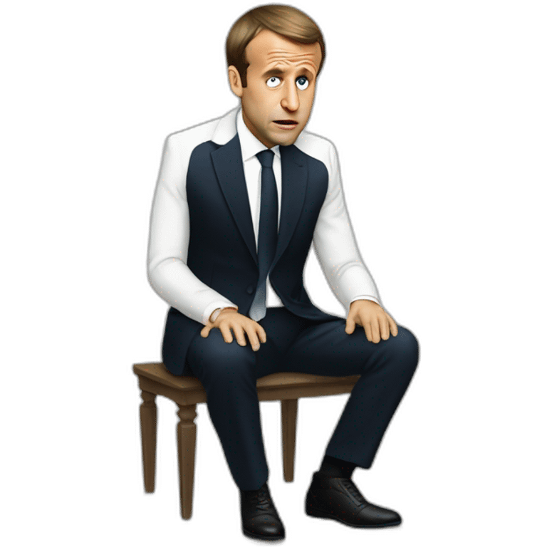 Emmanuel macron crying full body sitting emoji