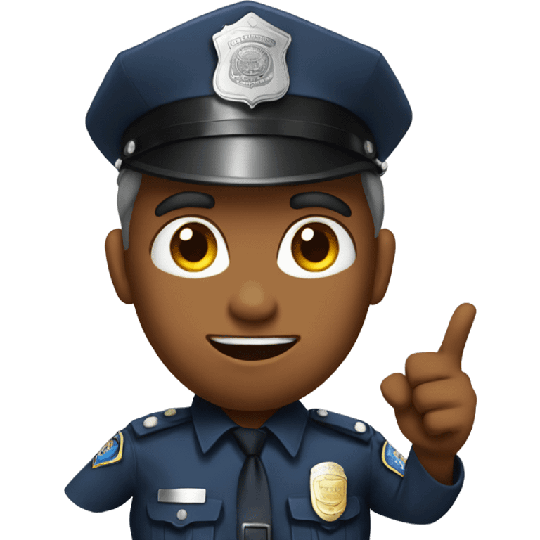 Police with straight face pointing emoji