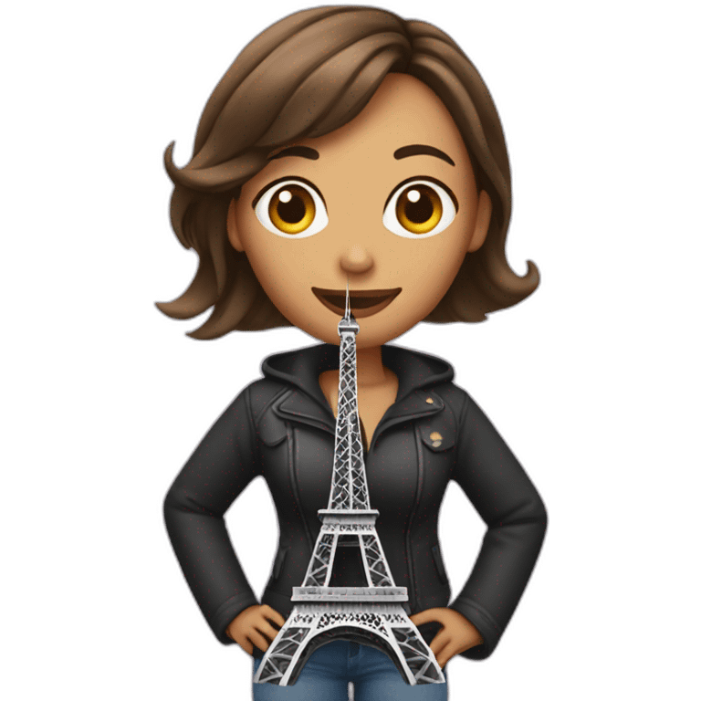 Woman with big eiffel tower on the back emoji