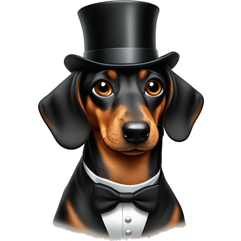 Daschund in a tuxedo with a monacle on one eye wearing a tophat emoji