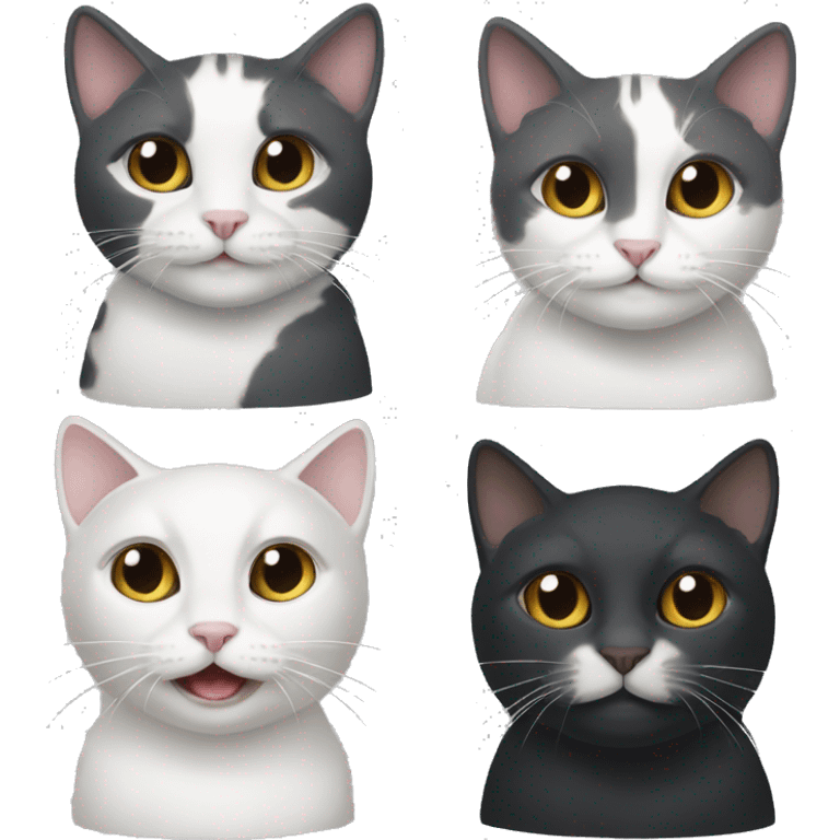 TWO cats: one that is dark grey and white, and one that is black emoji