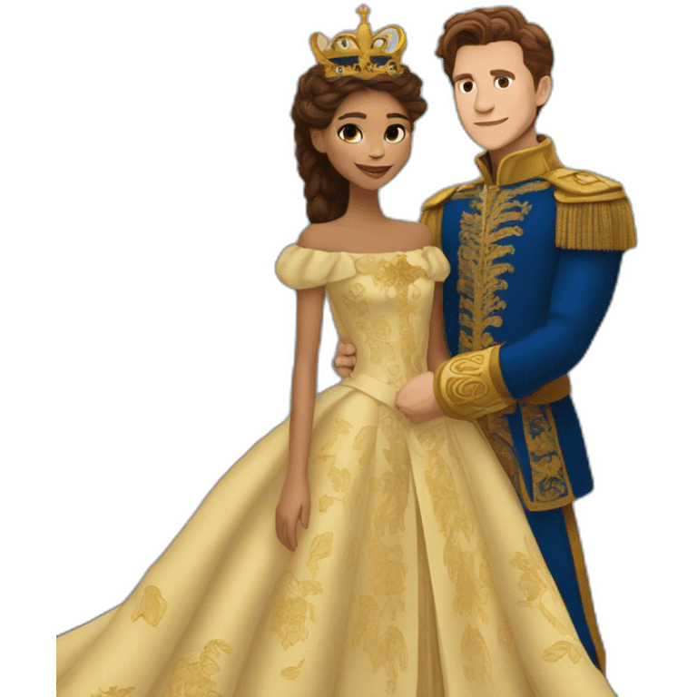 Zendaya with tom holland as a royal, fine art emoji