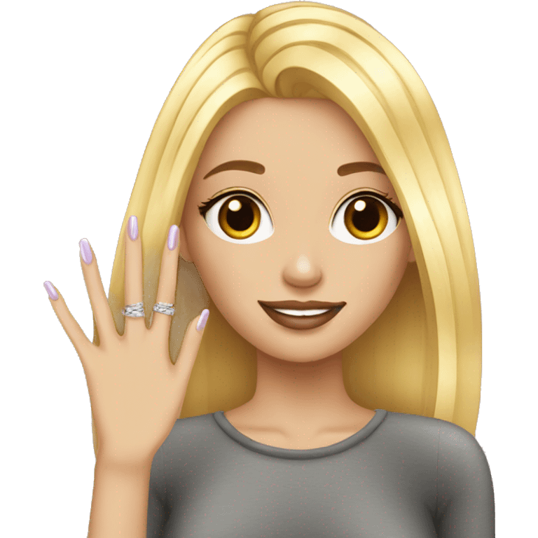 blond girl with long nails and nails art emoji