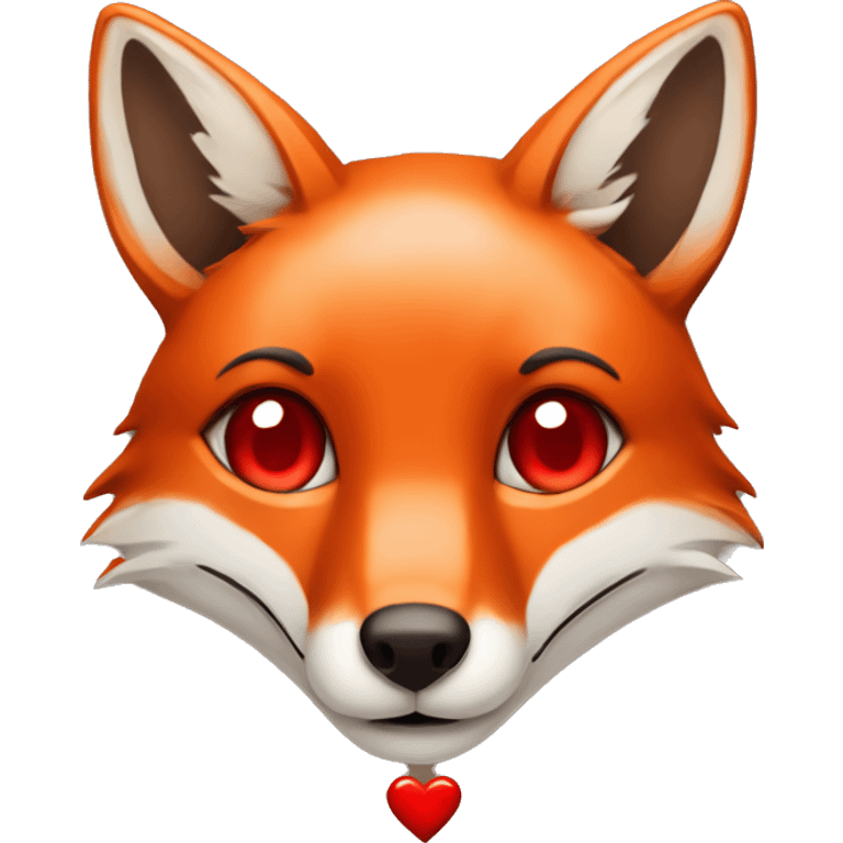 deep lush red fox face with tiny red heart instead of eyes emoji