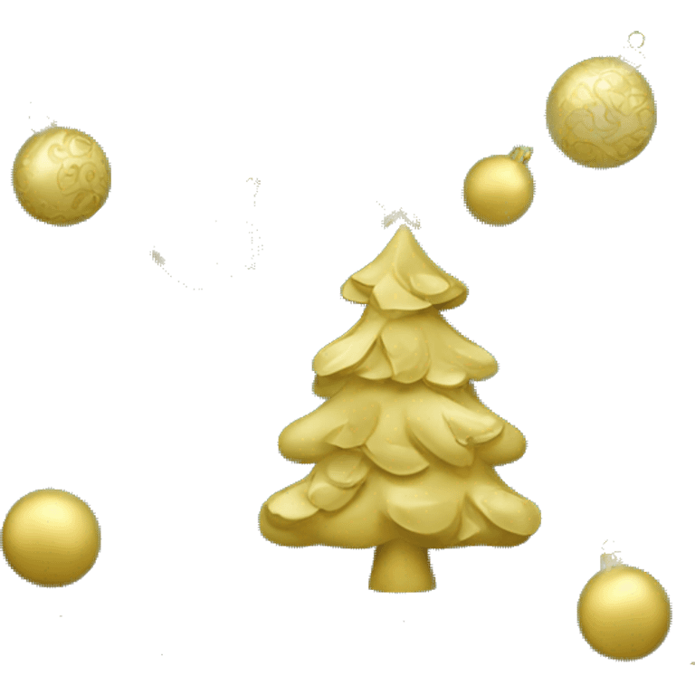 A green Christmas tree with gold ornaments  emoji