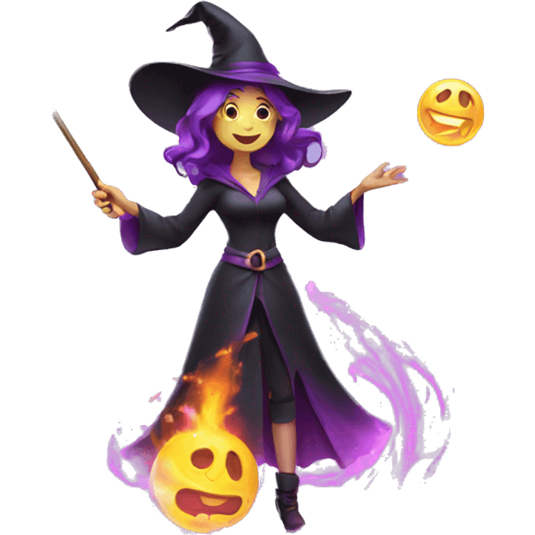 witch casting spell with a Magic wand emoji