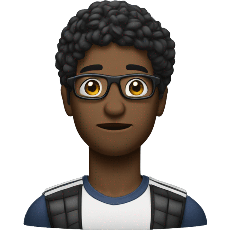 Jugador sosteniendo un arma cabello negro con lentes oscuros y ropa de miitar emoji