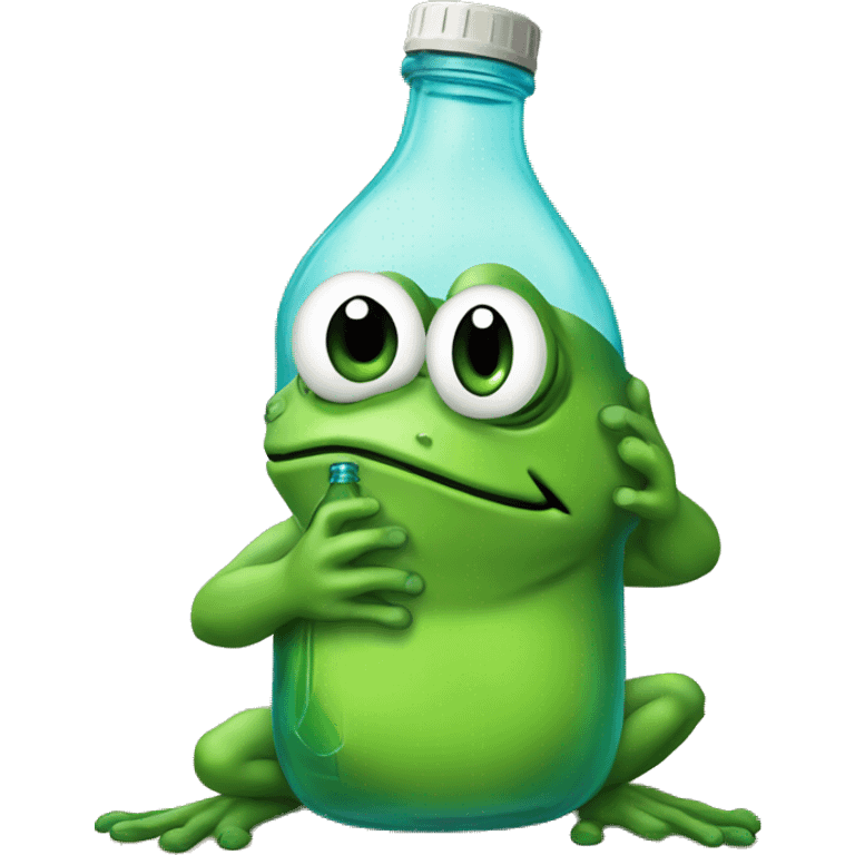 Sad frog breathing from oxegen bottle emoji