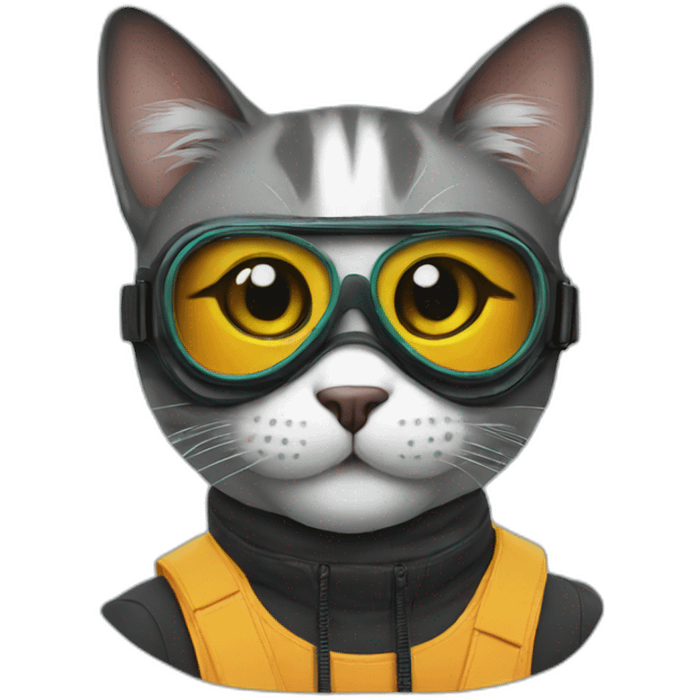 Cat with mask and goggle  emoji