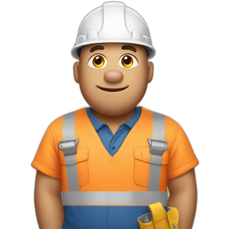 Pig wearing construction worker outfit emoji