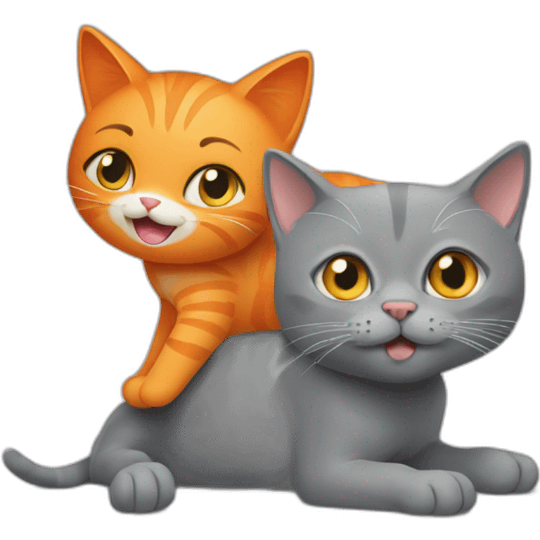 Orange cat hungging with grey cat emoji