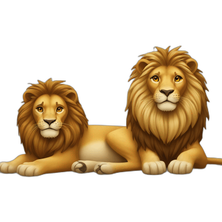 Un lion avec un lionceaux emoji