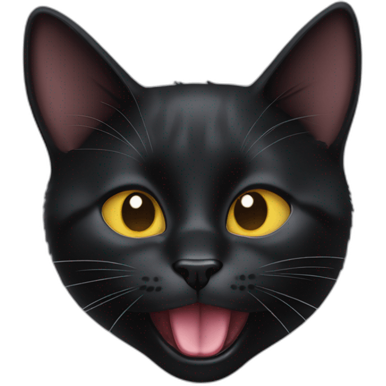 Black cat sticking tongue emoji