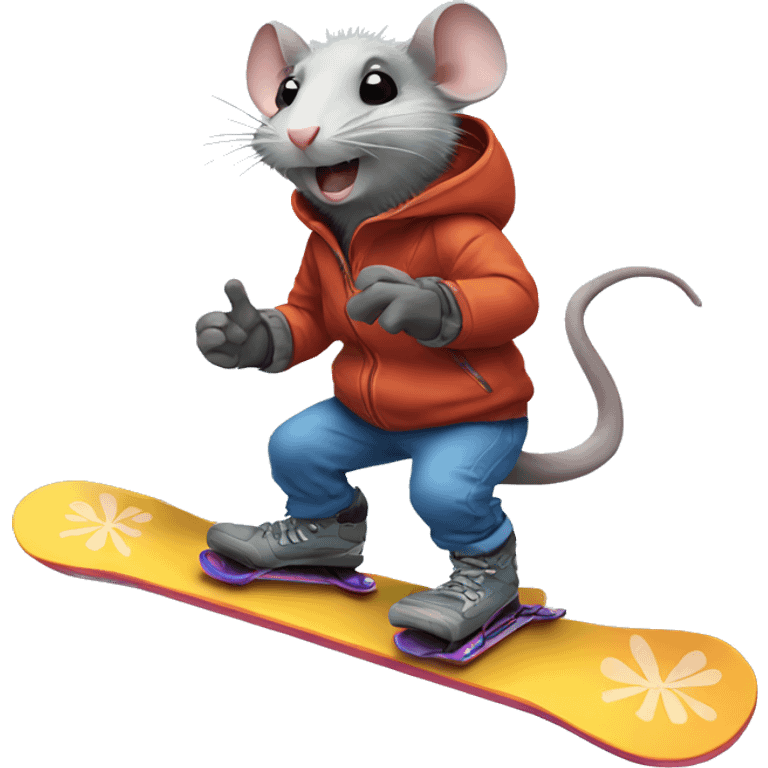 Rat on a snowboard emoji