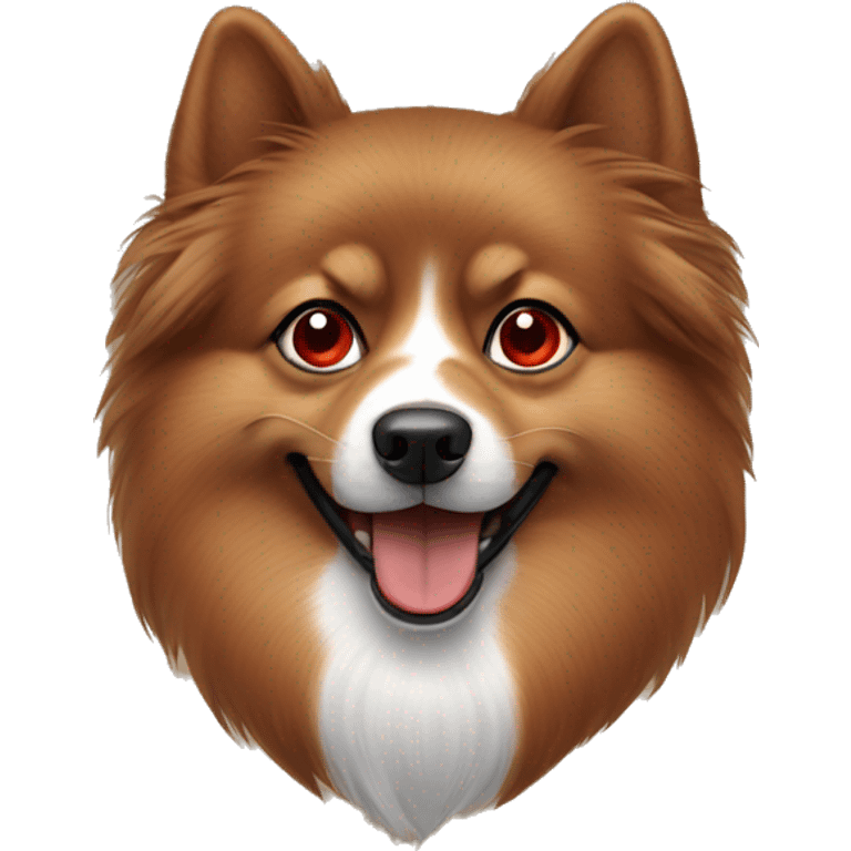 brown spitz dog with red eyebrows emoji