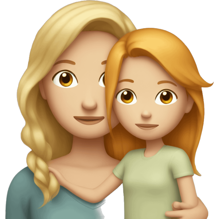 Little blond Girl Cuddle with Ginger Hair mom emoji