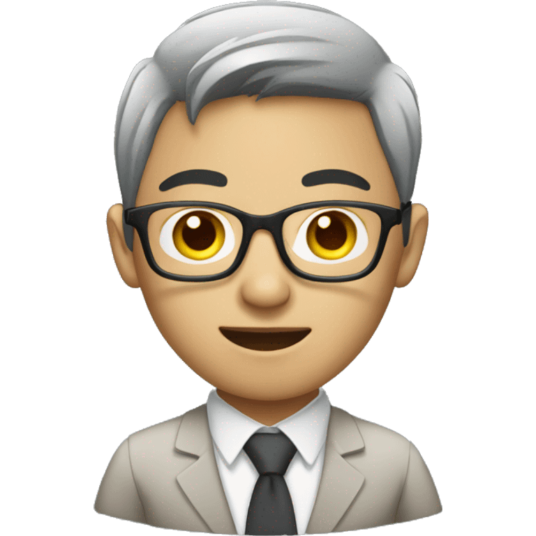 Young Asian office worker wearing glasses using a laptop emoji