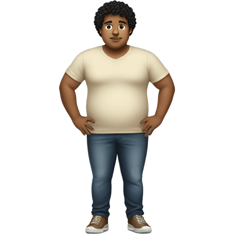 Brownish-yellow skin, overweight, young man, black curly hair. emoji