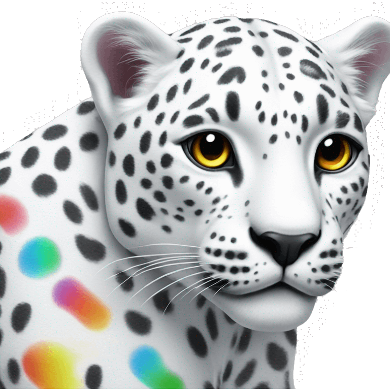 White leopard with rainbow print    emoji