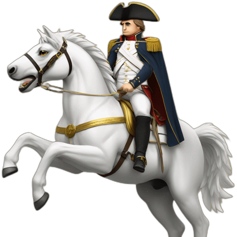 serious angry napoleon on white horse hold a golden eagle emoji