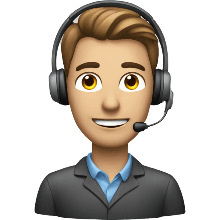 A male customer support agent with a headset on for taking calls emoji