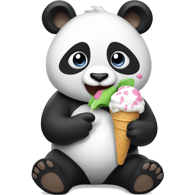 Panda eating ice cream emoji