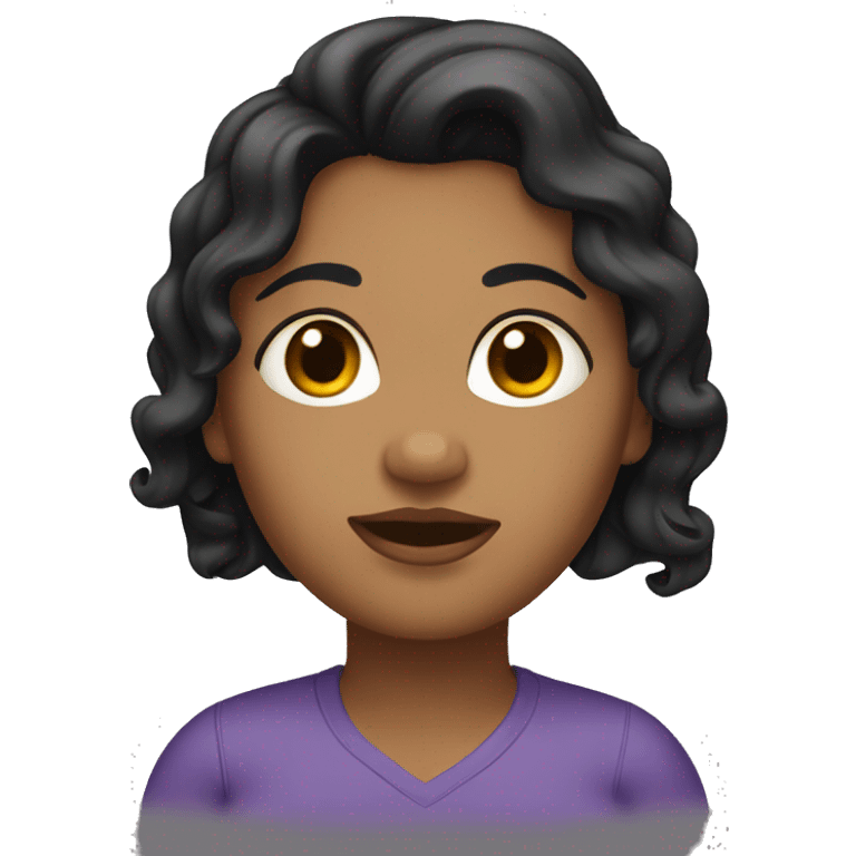 Brown-skinned, female, obese, with black wavy hair. emoji