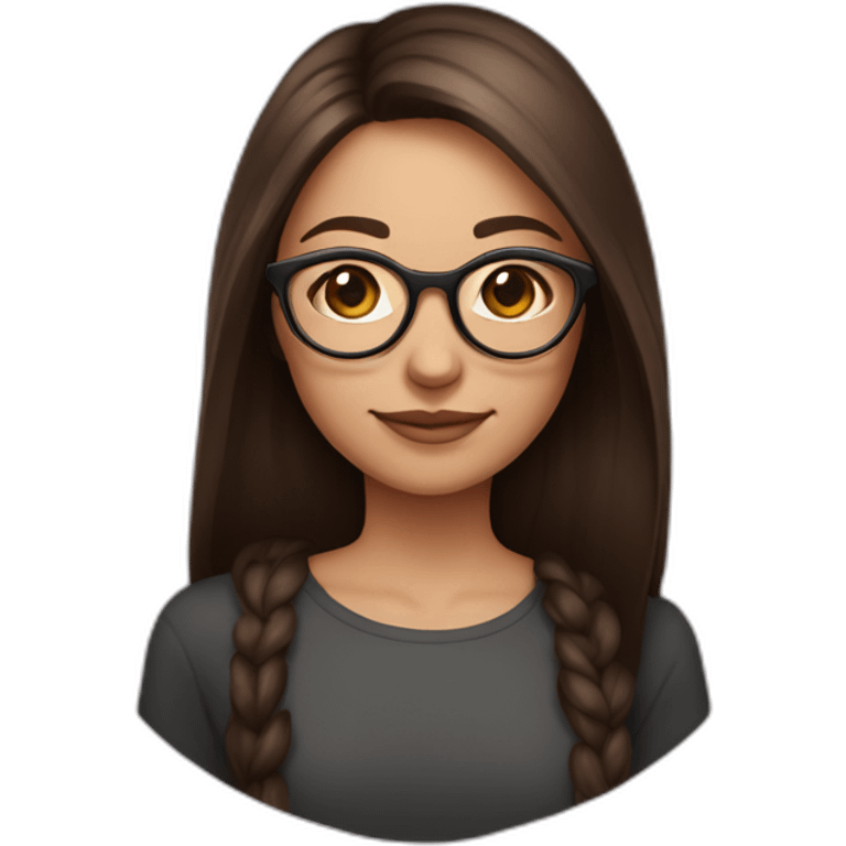 girl with straight dark brown hair and round rose-golden glasses, slightly rounder face emoji