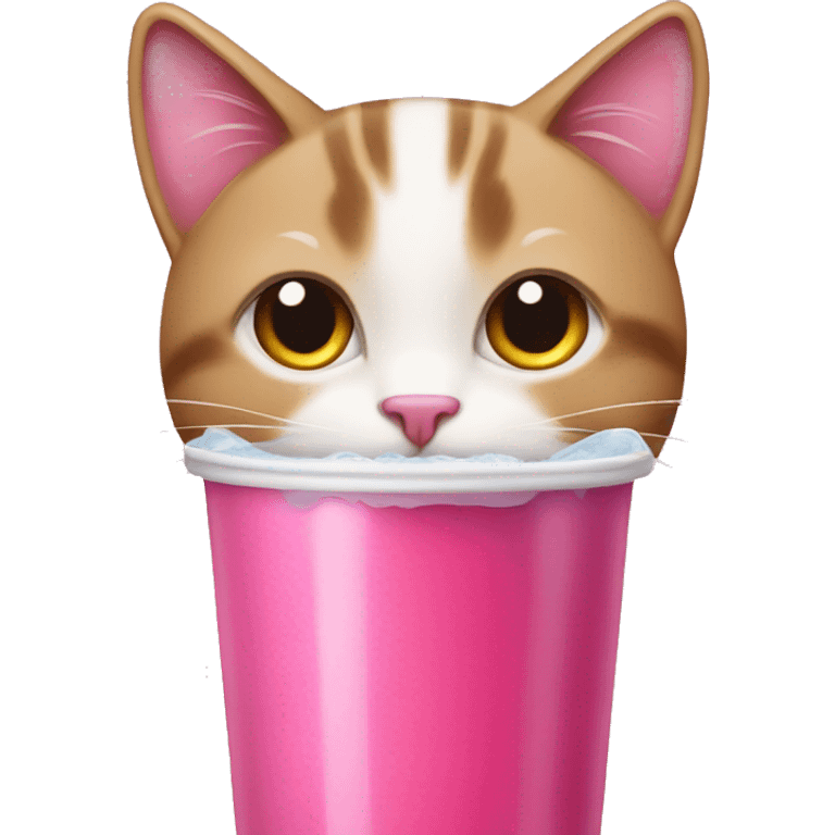 cat with pink drink emoji